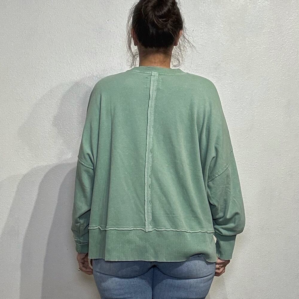 American Eagle Green Cropped Oversized Sweatshirt Sz M - Picture 10 of 12